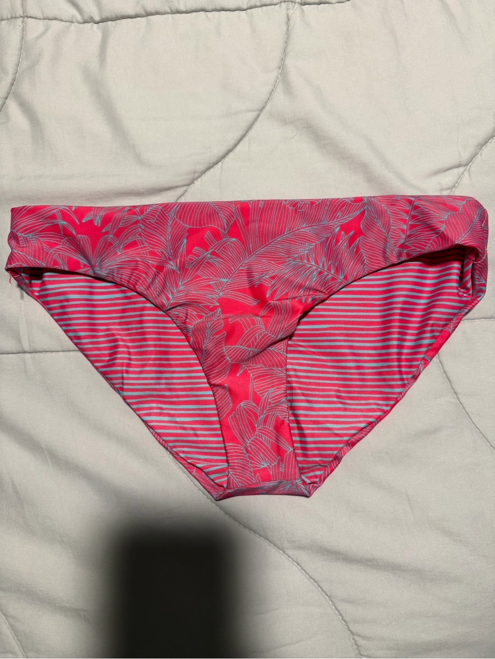 Women's Pink Tropical Print Bikini Bottom